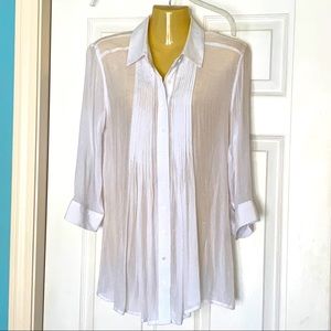 Alfani white sheer tuxedo blouse Sz XS